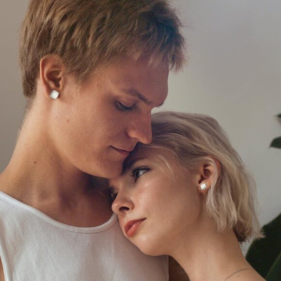 Hypoallergenic Surgical Steel CZ Earrings Set - Big & Small Studs & Hoops in 18K - Picture 2 of 6